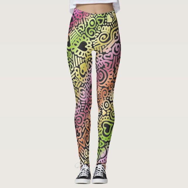 Leggings com Padrão de Rabiscos (Frente)