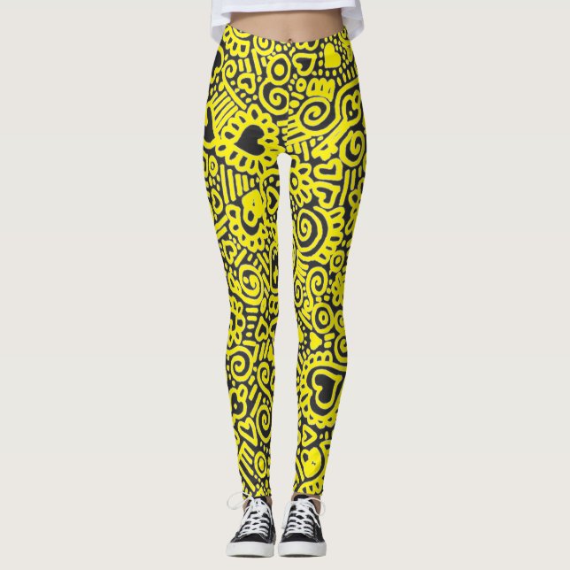 Leggings com Padrão de Rabiscos (Frente)