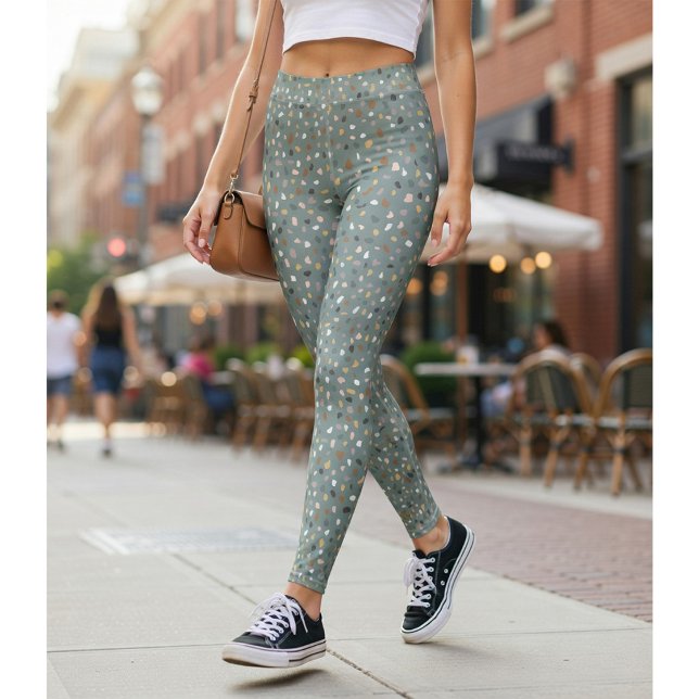 Leggings com Padrão de Terrazzo Cinza Moderno (Criador carregado)
