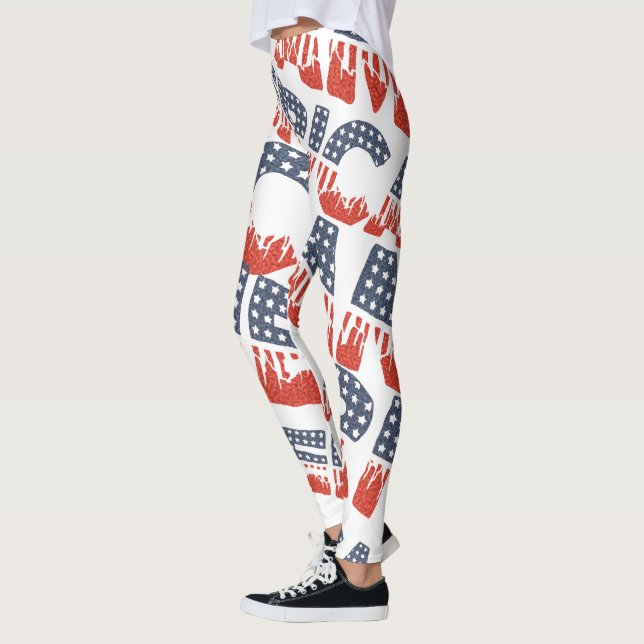 Leggings com Padrão Diagonal AMÉRICA para 4 de Jul (Esquerda)