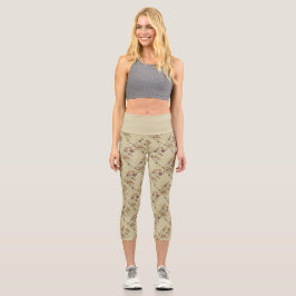 Leggings com padrão floral de gato Art Deco