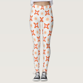 Leggings com Padrão Floral e Moldura Laranja-Roxo