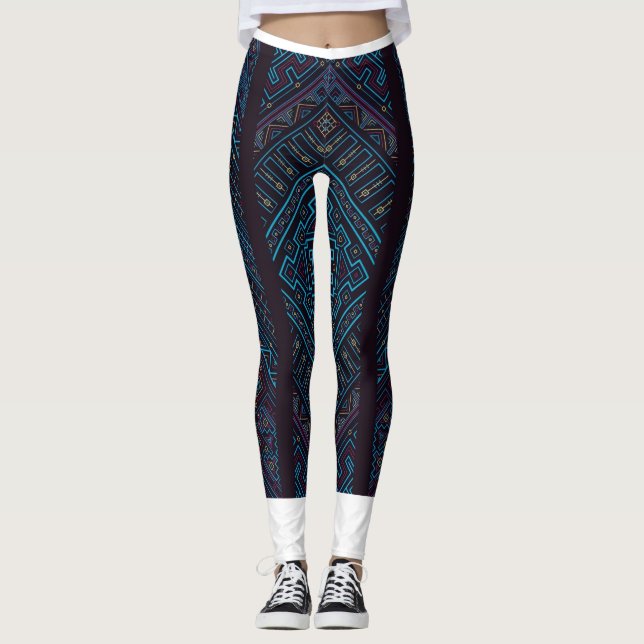 Leggings com Padrão Geométrico Azul (Frente)