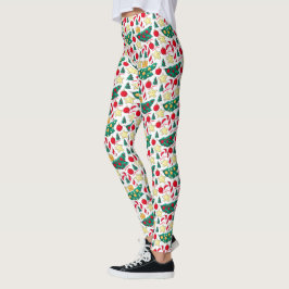 Leggings com Padrão Natalino Festivo