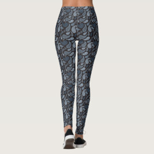 Leggings com Padrão Paisley Azul Escuro