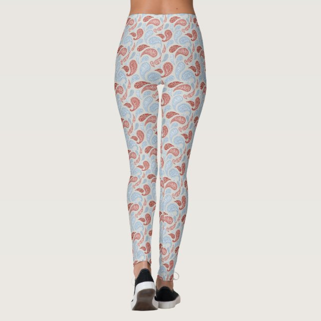 Leggings com Padrão Paisley Fumaça-Vermelho-Azul (Verso)