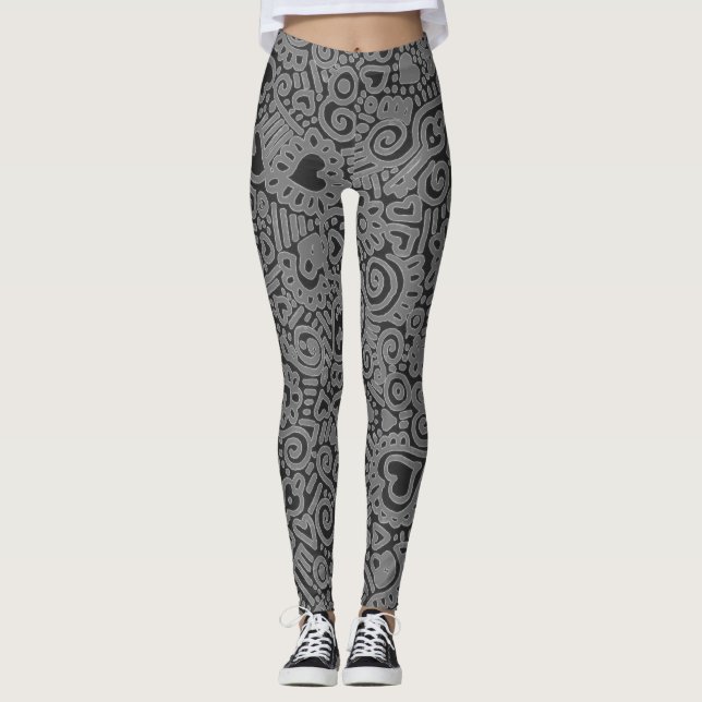 Leggings com Padrão Rabiscado (Frente)