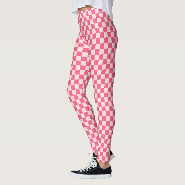 Leggings com padrão xadrez preto e verde ácido (Esquerda)
