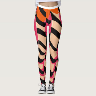 Leggings com Padrão Xadrez Rosa e Laranja: Ousadia