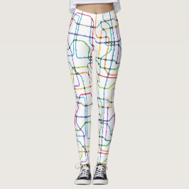 Leggings com padrões de arte de linha coloridos