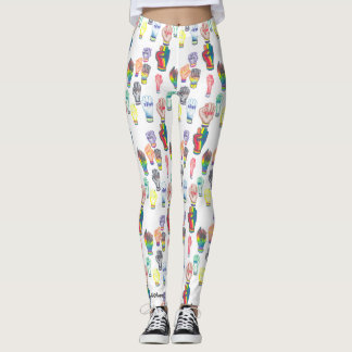 Leggings com punhos arco-íris.