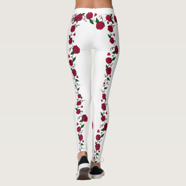 Leggings com Tatuagem de Vinha de Rosa (Verso)
