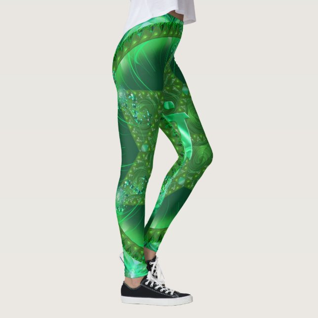 Leggings com um belo Mandala Verde (Direita)