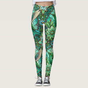 Leggings com um design estilo vitral