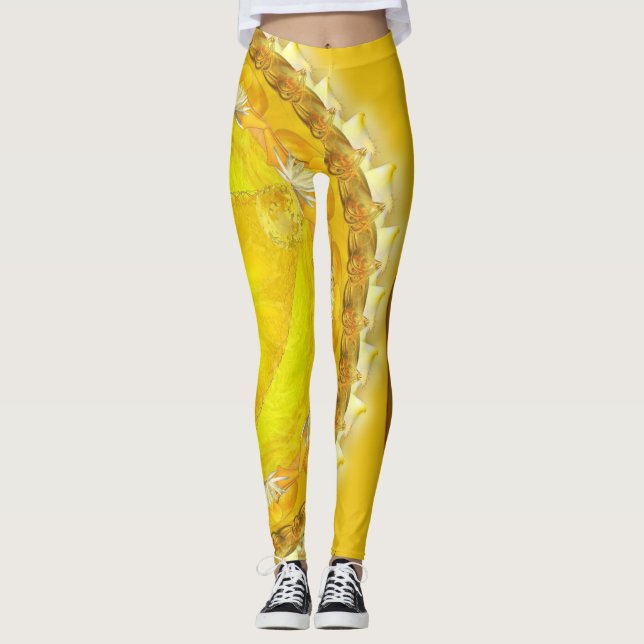Leggings com um lindo Mandala amarelo (Frente)
