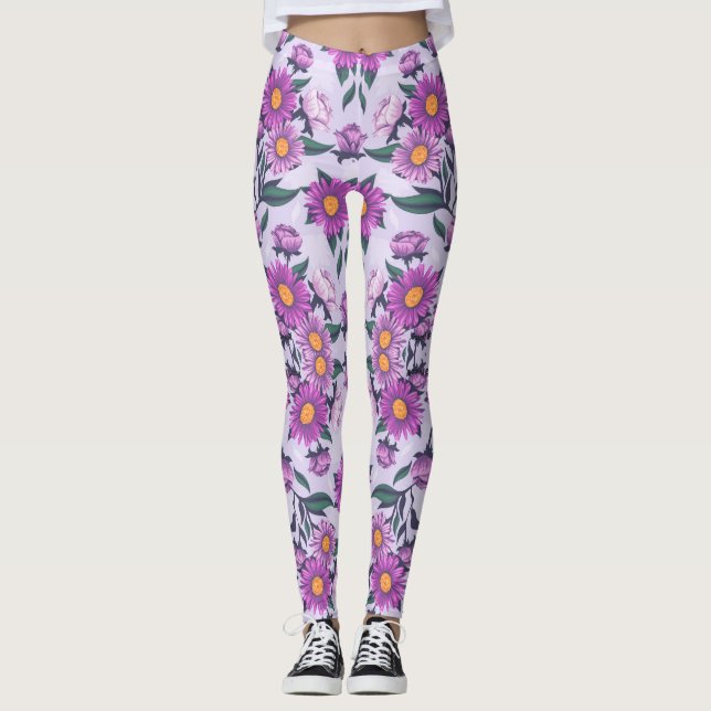 Leggings com um padrão floral ousado  (Frente)