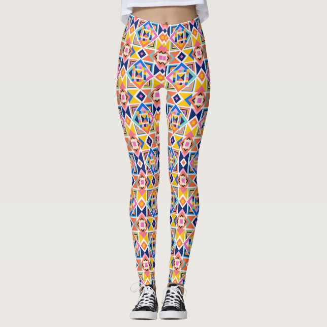 Leggings com um padrão geométrico vibrante (Frente)