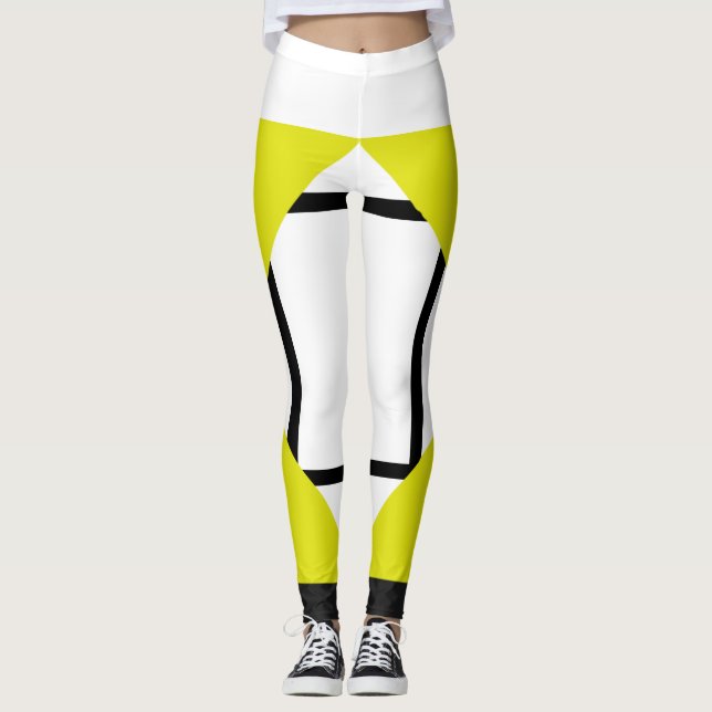 Leggings Composição I Lozenges 4 linhas Amarelo Bl (Frente)