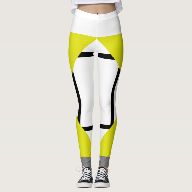 Leggings Composição I Lozenges 4 linhas Amarelo Gr (Frente)