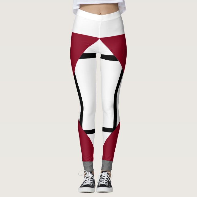 Leggings Composition I Lozenges com 4 linhas Red G (Frente)