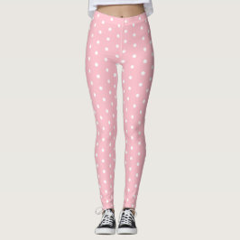 Leggings cor-de-rosa chic com padrão de pontos bra