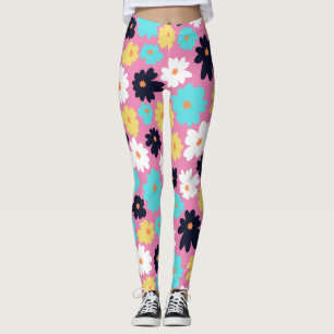 Leggings Cor-de-Rosa Floral Moderna
