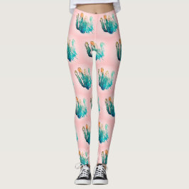 Leggings Cor-de-Rosa Turquesa Incrível com Padrão