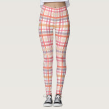 Leggings cor-de-rosa Xadrez - engrenagem de trabal