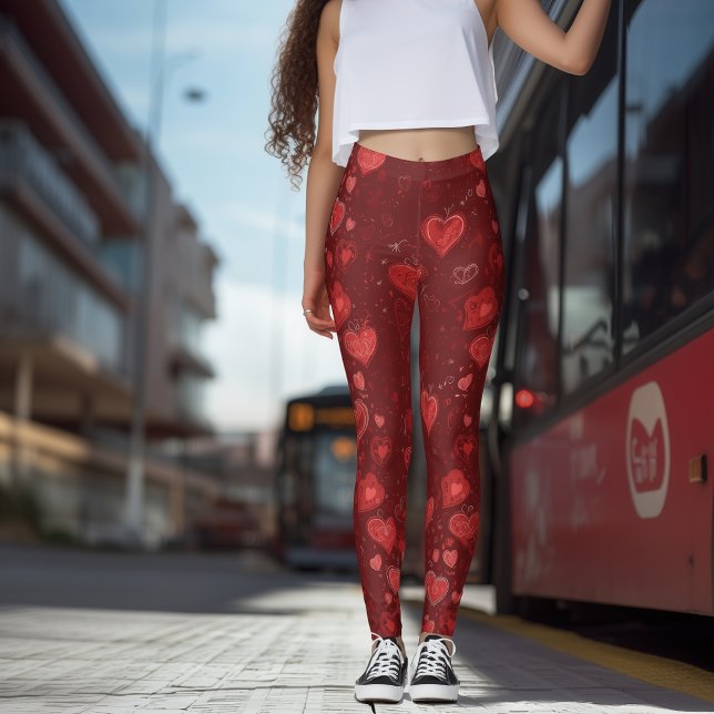 Leggings Coração de Valentine Doodle (Criador carregado)
