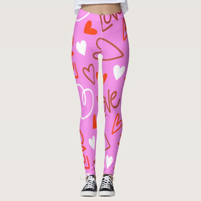 Leggings Corações de Amor Rabiscados (Frente)