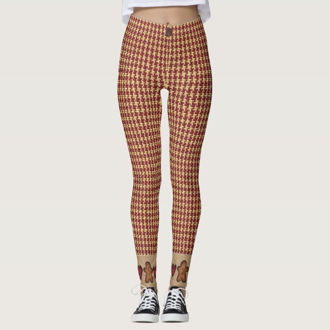 Leggings Corações e Homens de Pão de Mel (Frente)