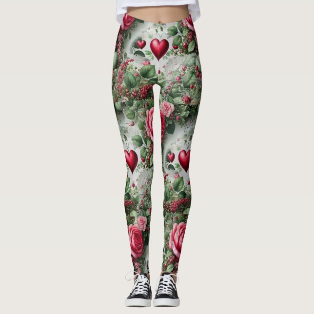 Leggings Corações e Rosas Dia dos Namorados (Frente)