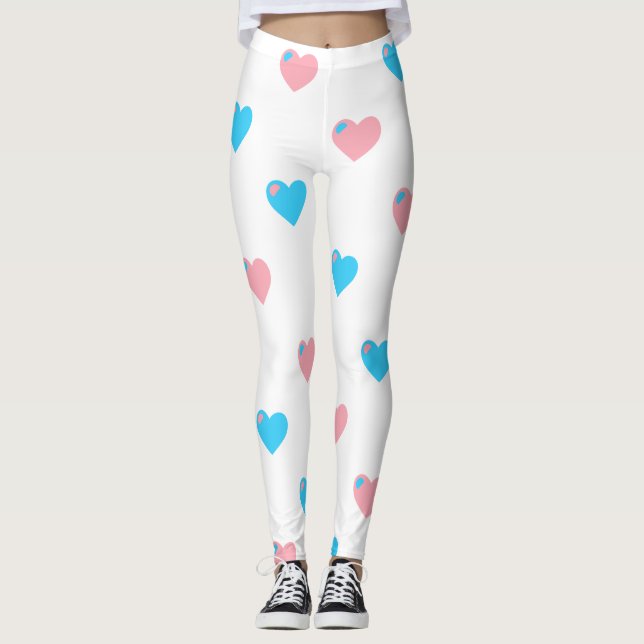 Leggings Corações Grandes Orgulho Trans (Frente)
