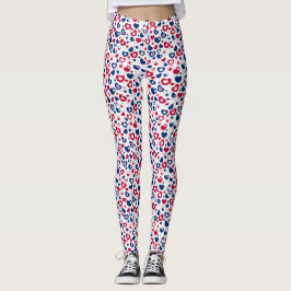 Leggings Corações Pequenos Vermelhos e Azuis