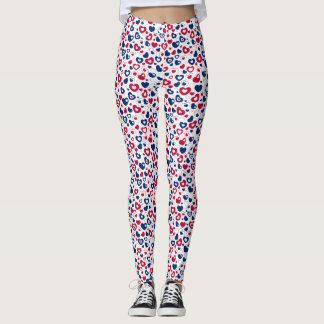 Leggings Corações Pequenos Vermelhos e Azuis