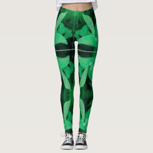Leggings Cores Pastéis Folha Verde Pálido Planta