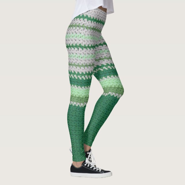 Leggings - Crochet Stripes in Green (Direita)
