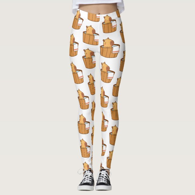 Leggings Cute Capybara - Impressão Animal Diversão (Frente)