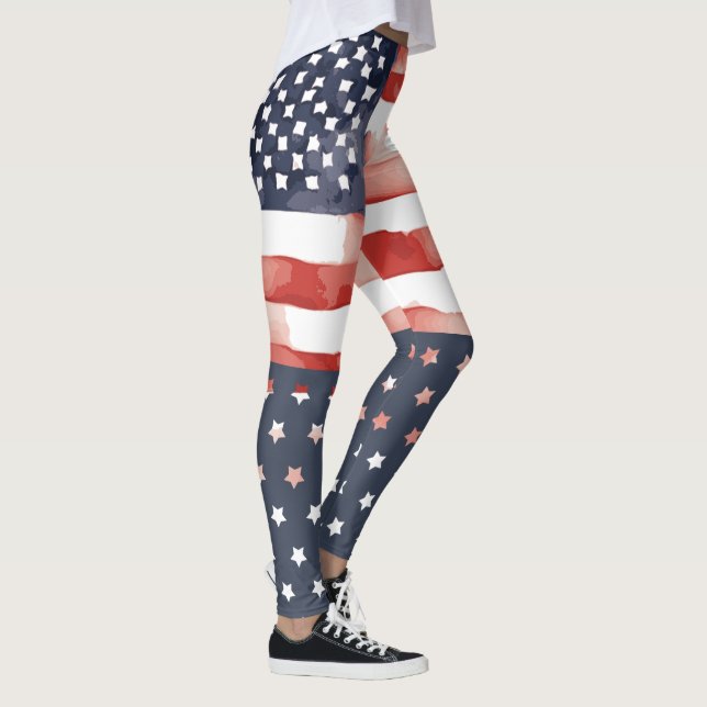Leggings da Bandeira dos EUA com estrelas na parte (Direita)