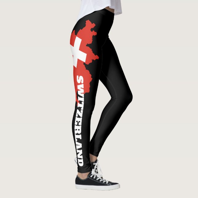 Leggings da Bandeira Suíça - Design de Mapa da Suí (Direita)