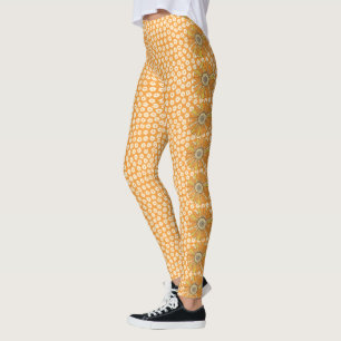 Leggings da Flor Laranja Retro 70s