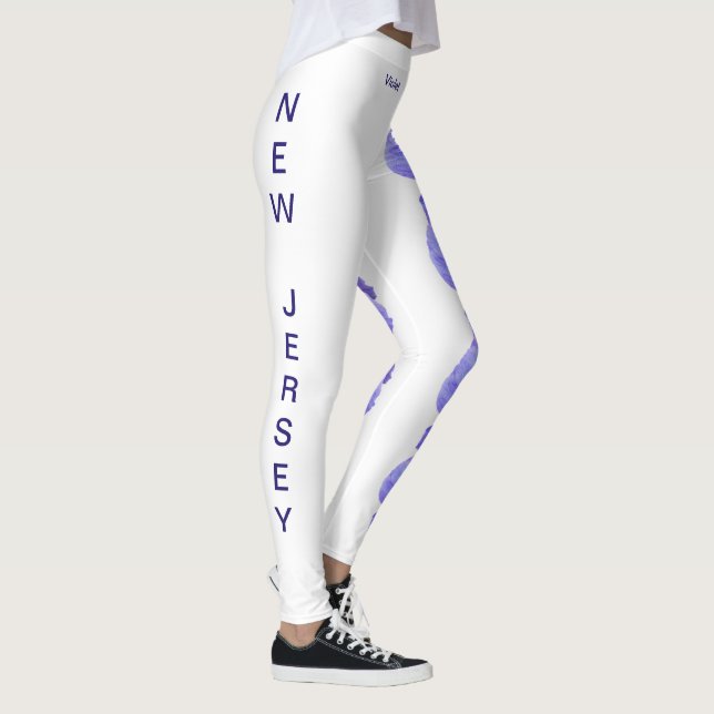 Leggings da Flor Violeta de New Jersey White (Direita)