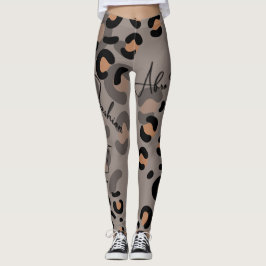 Leggings da mulher leopardo-negra e marrom