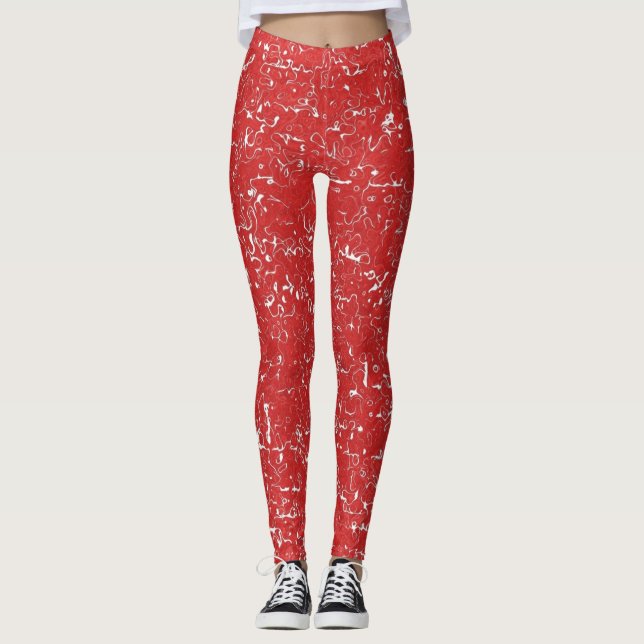 Leggings da Mulher Marble Vermelha (Frente)