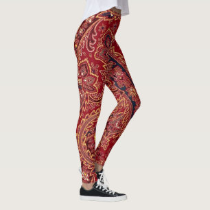 Leggings da Paisley, Vermelhas, Pretas e Brancas