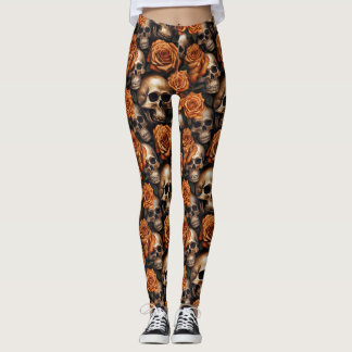 Leggings da Série Caveira e Rosas Design 9