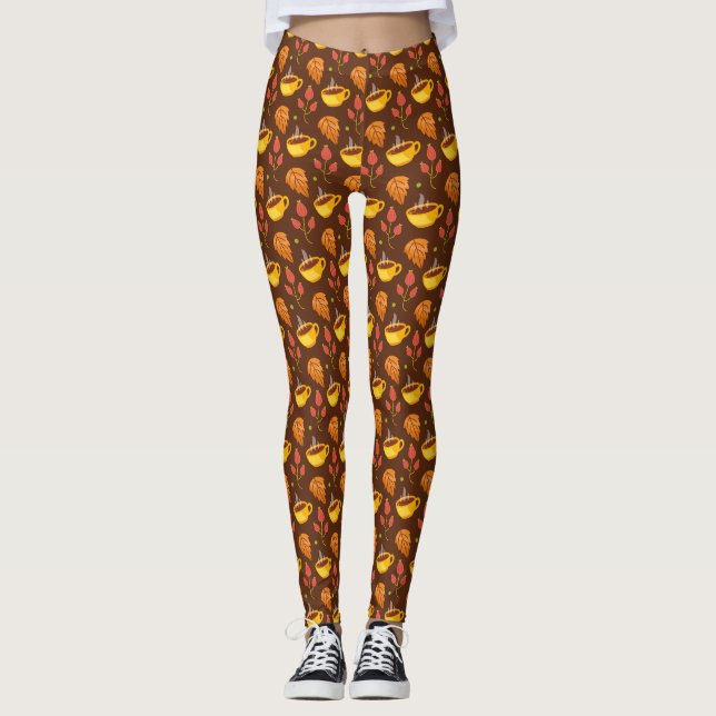 Leggings da Taça de Padrões do outono - Cozy, Na m (Frente)