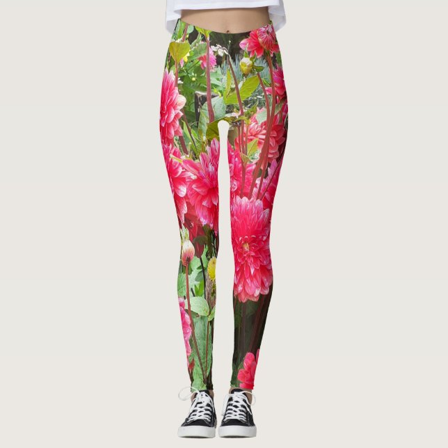 Leggings Dahlias Rosa Profundo (Frente)
