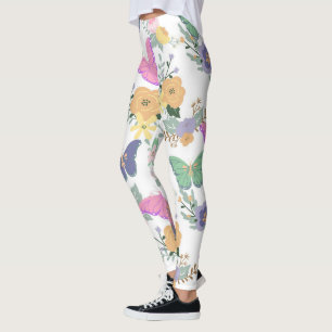 Leggings das borboletas do Pastel