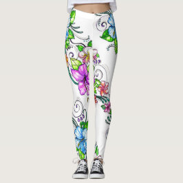 Leggings das flores do hibisco